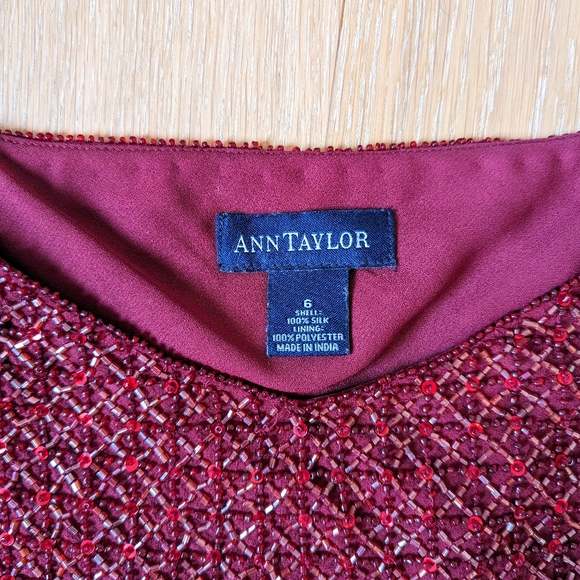 Vintage Silk Sequence Blouse Camisole, Ann Taylor, Size 6, Crimson - Picture 4 of 6